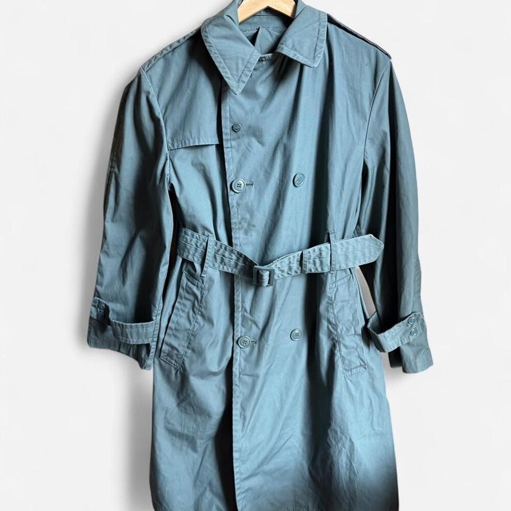 Vintage 70s Green army trench coat with belt size S